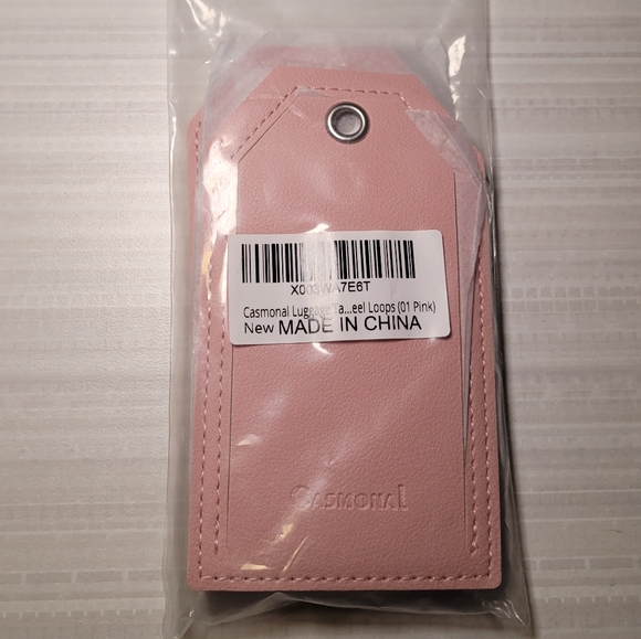 Leather Baggage Tags with Name ID Label Travel Essentials, Fun Pink 2- Pack - Picture 9 of 11